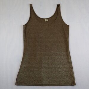 Vintage Y2K Only Hearts Tank Top Women's XS/S Gold Metallic Glitter 90s Scoop